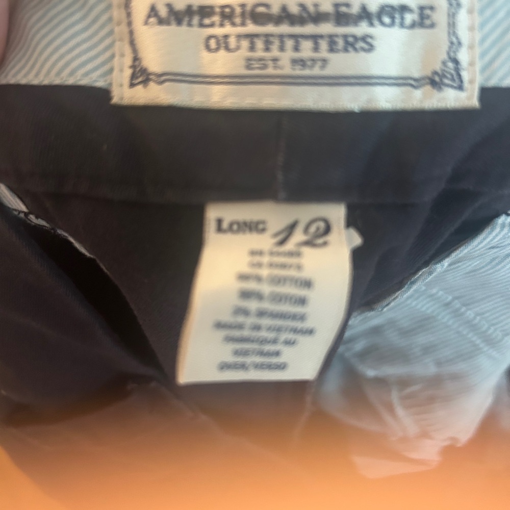 American Eagle Outfitters Navy Flare chinos size 12 long inseam new without tags - Picture 3 of 4